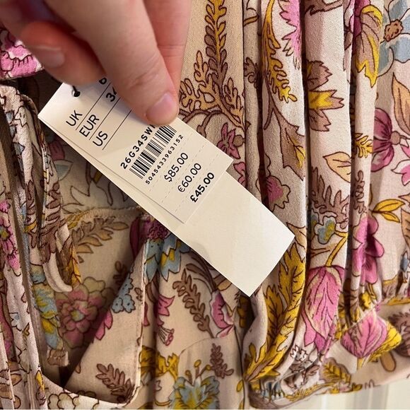 Topshop cutout floral print midi dress Sz US 2. NWT NEW pink white - Picture 8 of 9